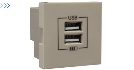Двойная USB розетка, цвет жемчуг Двойная USB розетка, цвет жемчуг